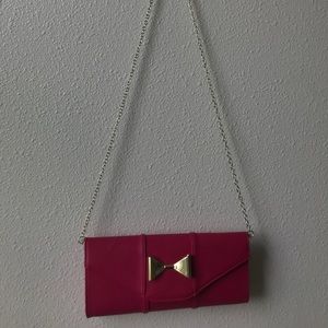 hot pink and gold purse